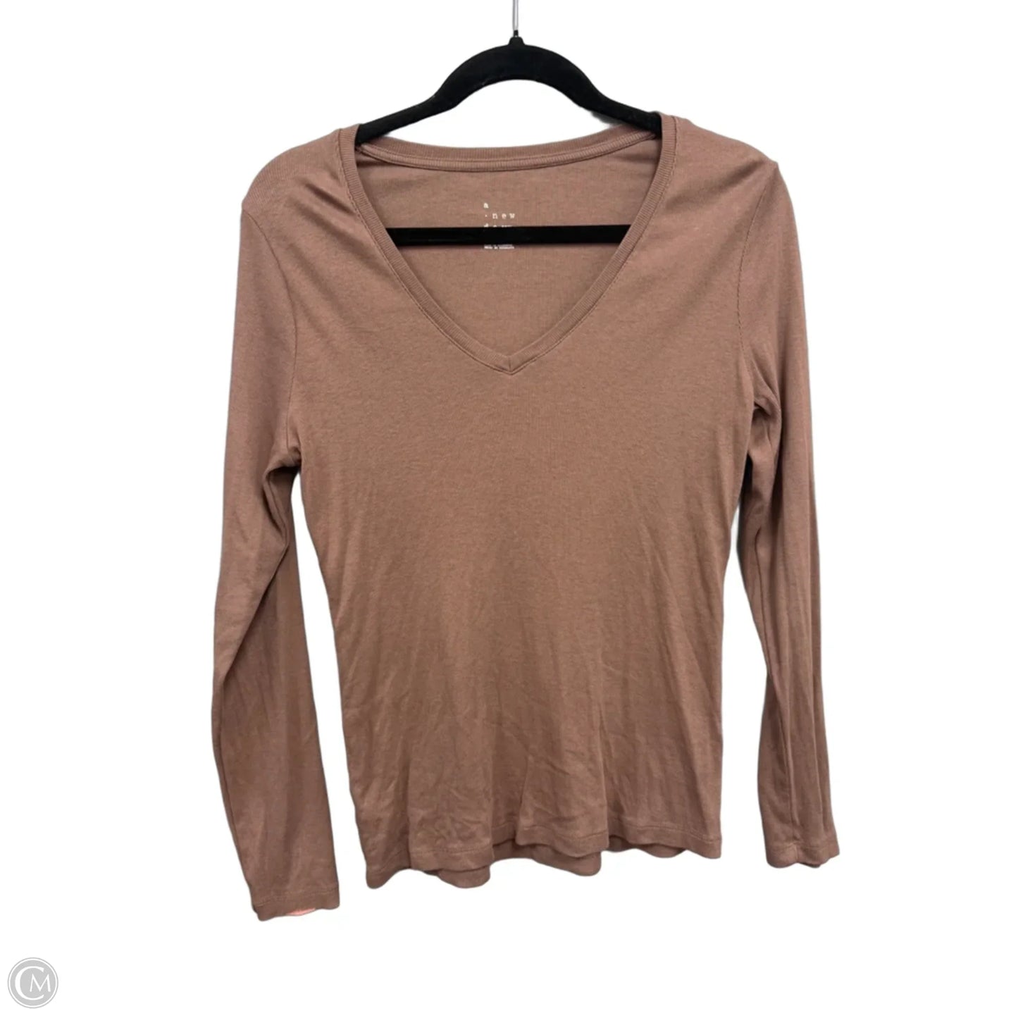 Top Long Sleeve Basic By A New Day In Brown, Size: M