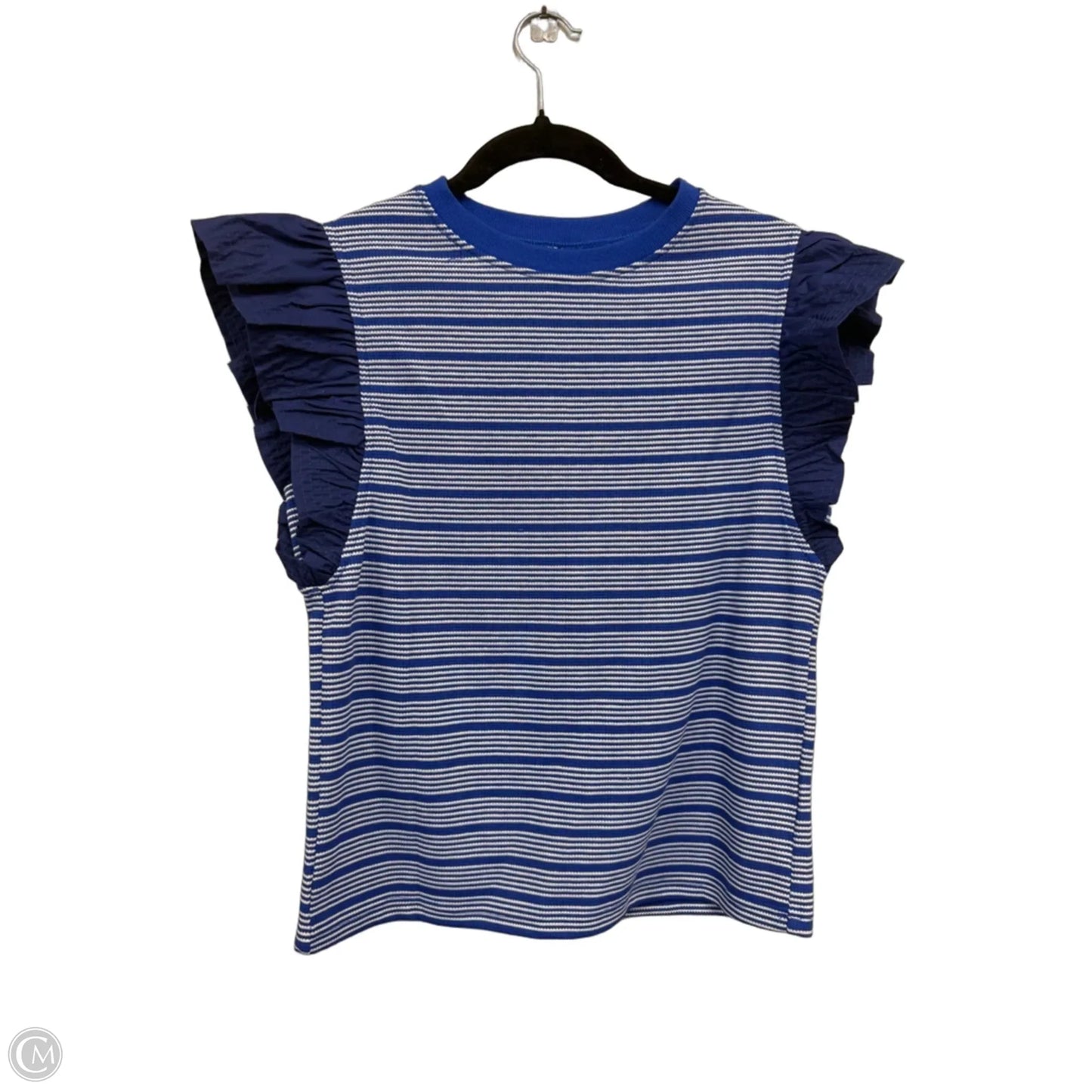 Top Short Sleeve By Clothes Mentor In Blue & White, Size: S