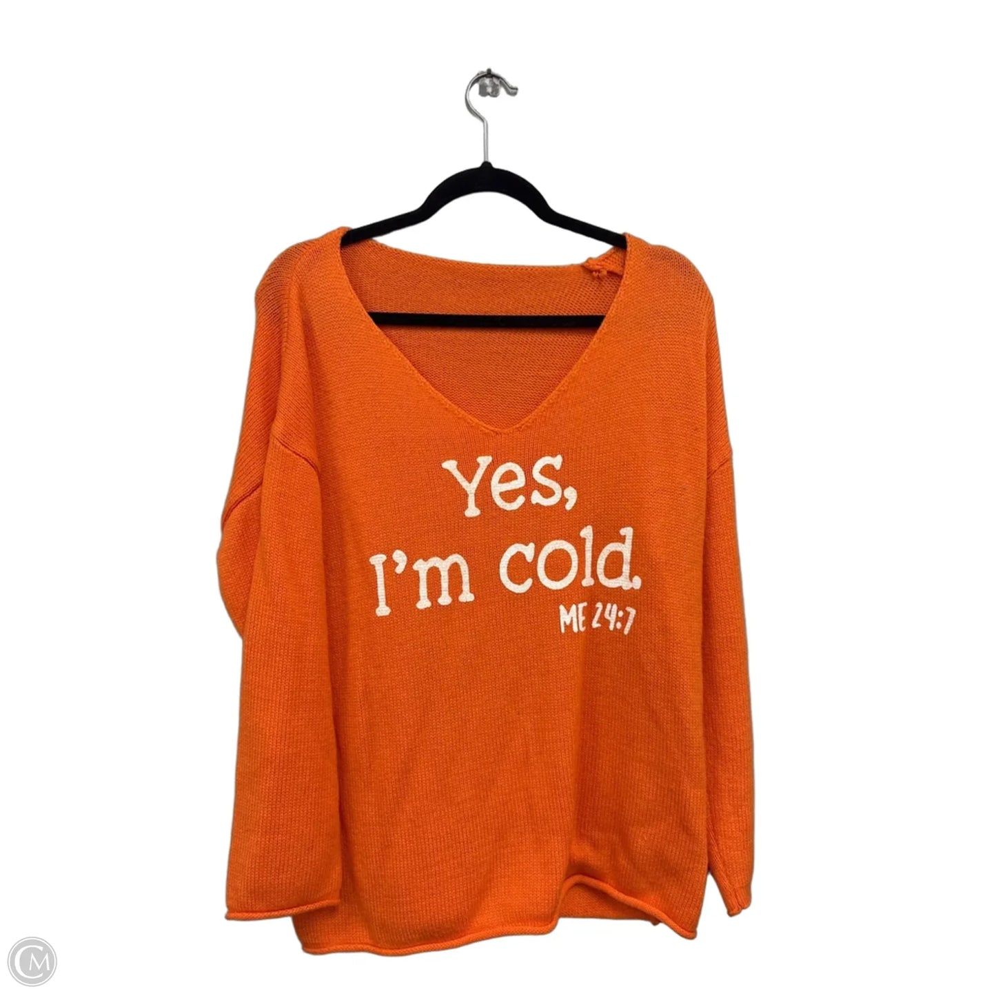Sweater By Clothes Mentor In Orange & White, Size: S