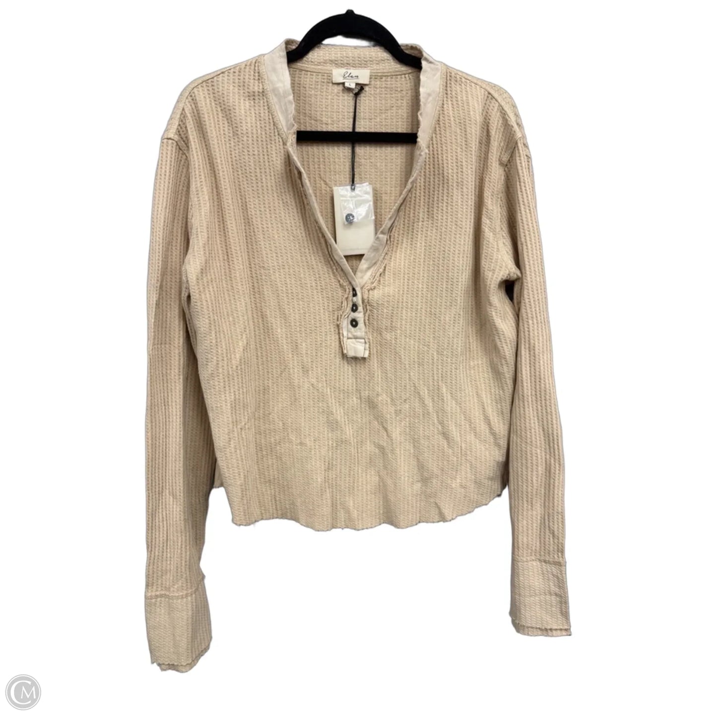 Top Long Sleeve By Elan In Beige, Size: L