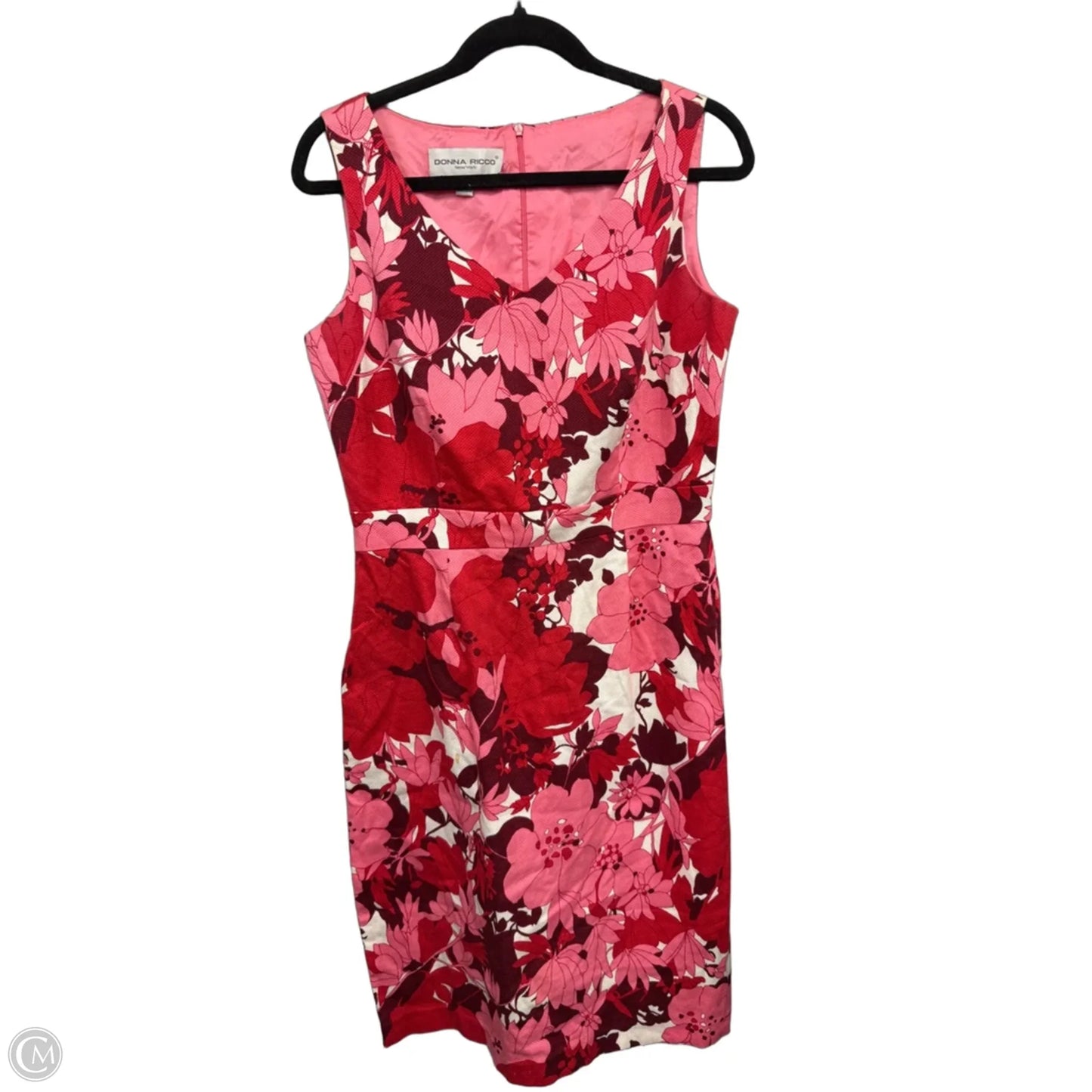 Dress Casual Midi By Donna Ricco In Pink & Red, Size: 10