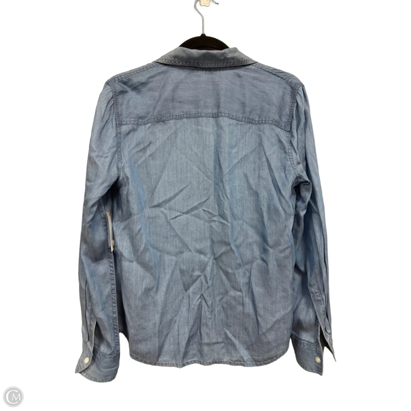 Blouse Long Sleeve By Crown And Ivy In Blue Denim, Size: M