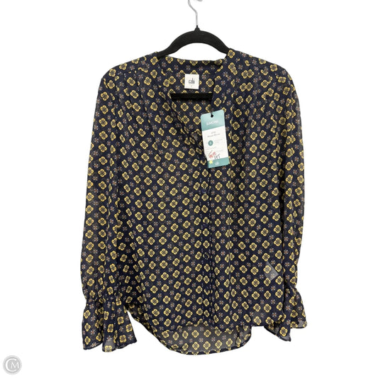 Blouse Long Sleeve By Cabi In Blue & Yellow, Size: S