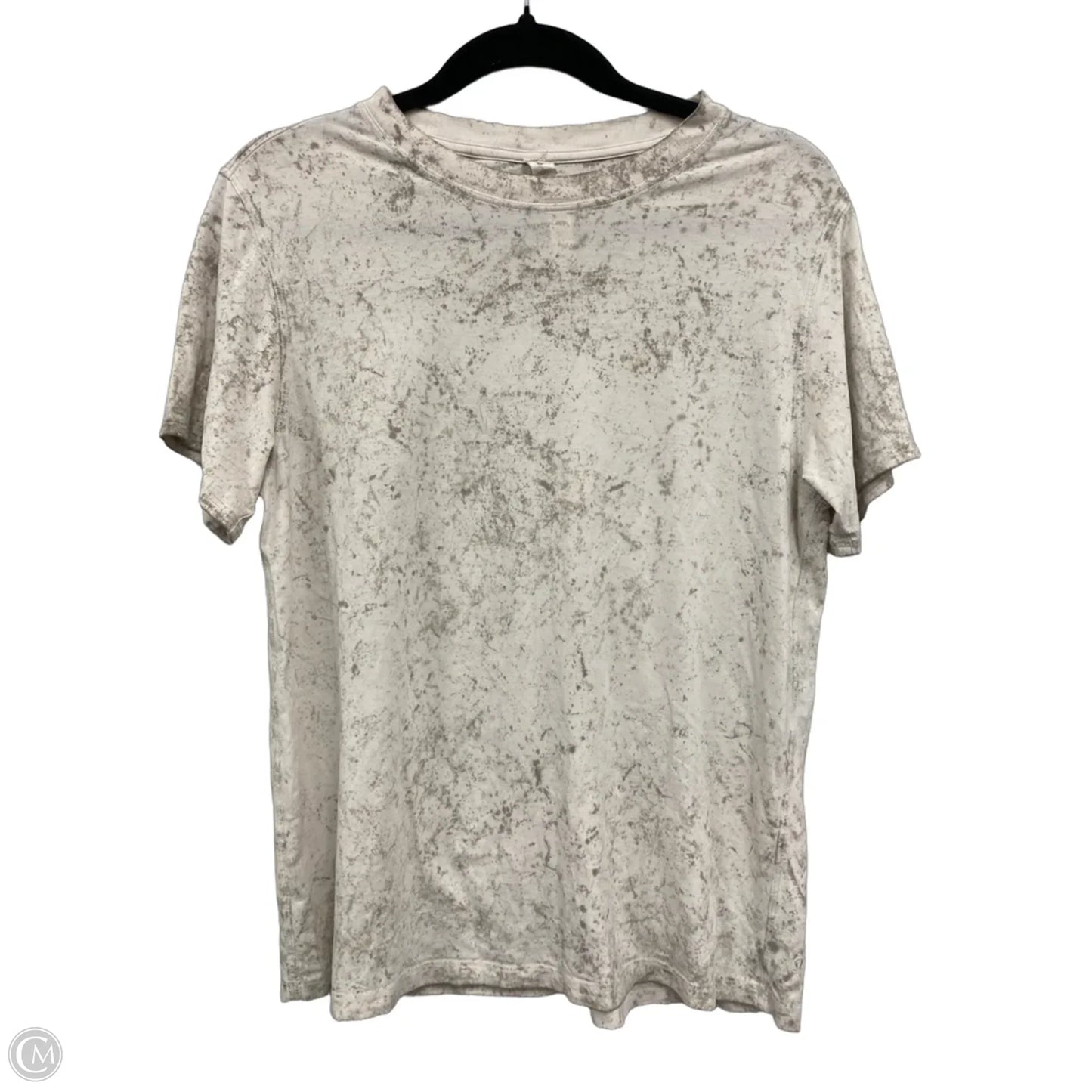 Athletic Top Short Sleeve By Lululemon In Grey & White, Size: 2