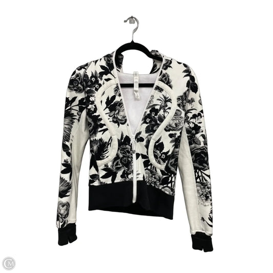 Athletic Jacket By Lululemon In Black & White, Size: 4