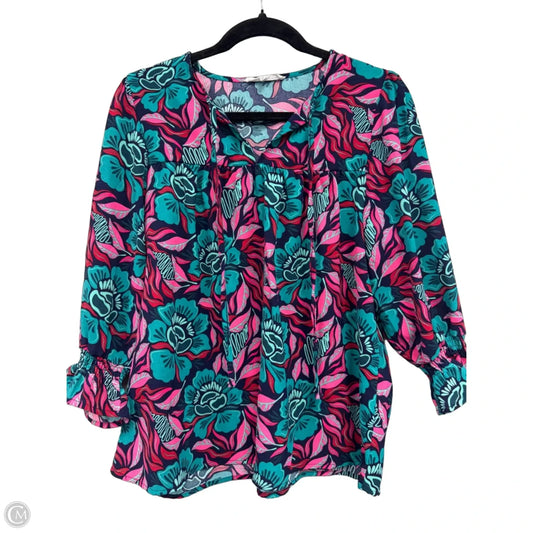 Blouse Long Sleeve By Michelle Mcdowell In Green & Pink, Size: S