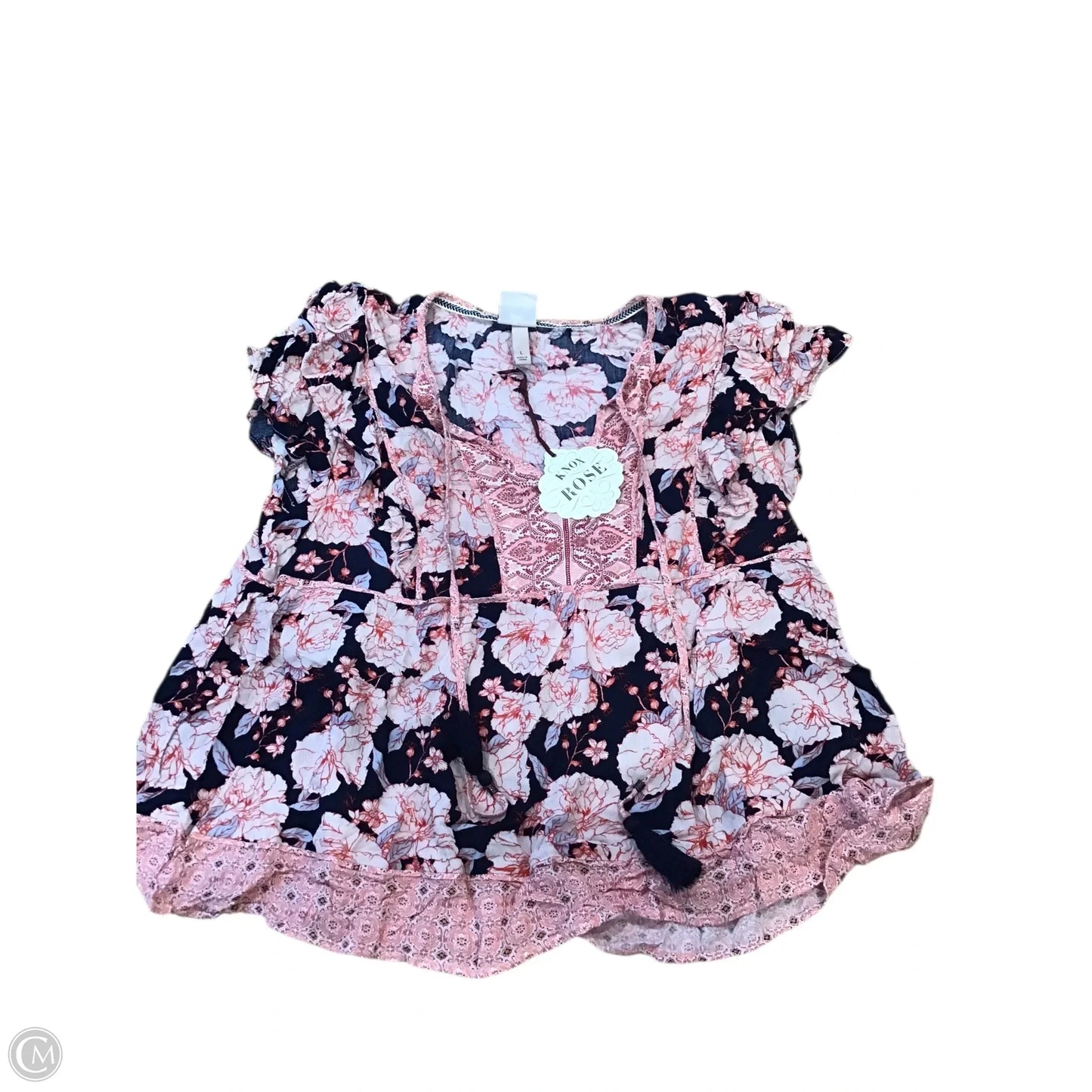 Top Sleeveless By Knox Rose In Floral Print, Size: L