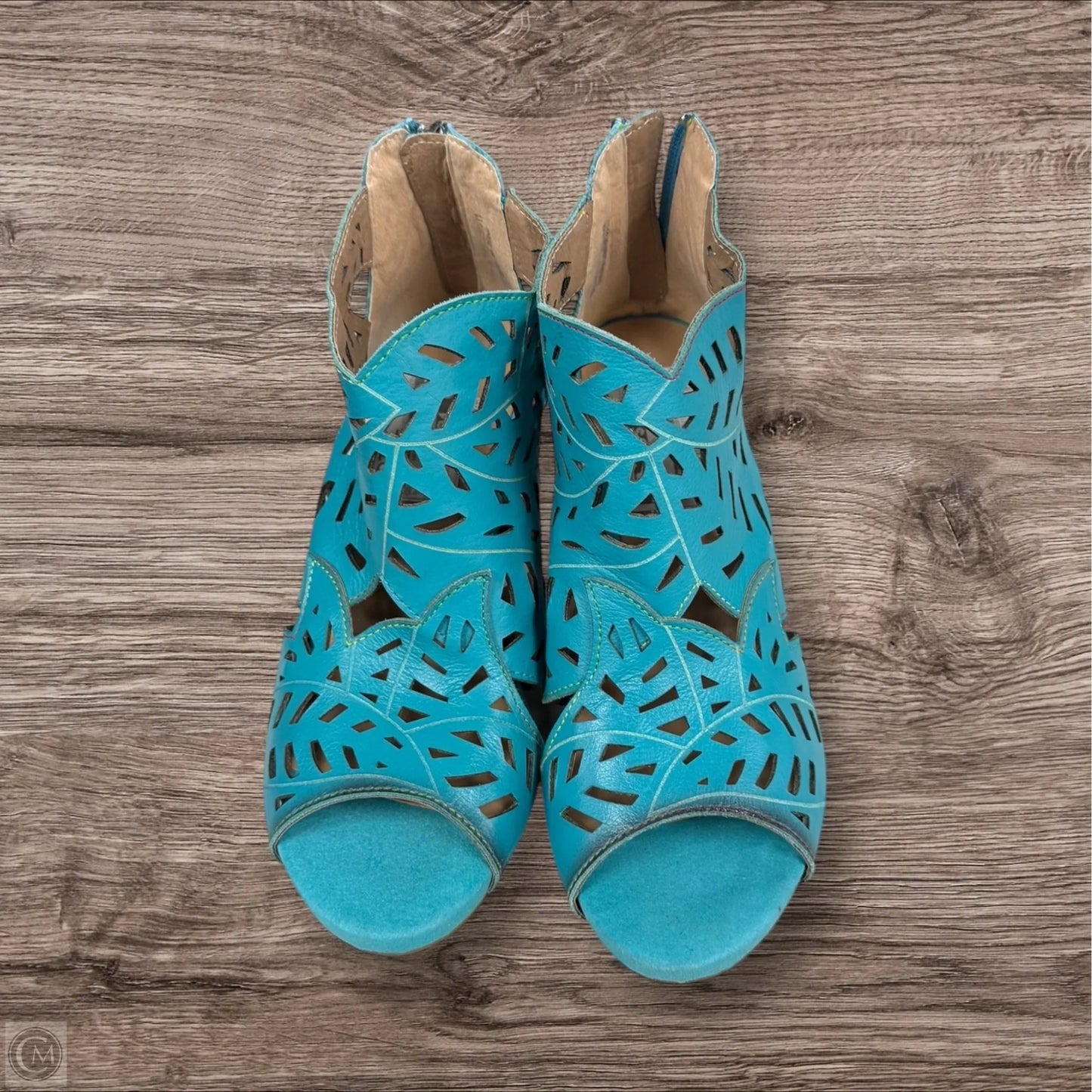 Sandals Heels Block By Spring Step In Blue, Size: 7.5