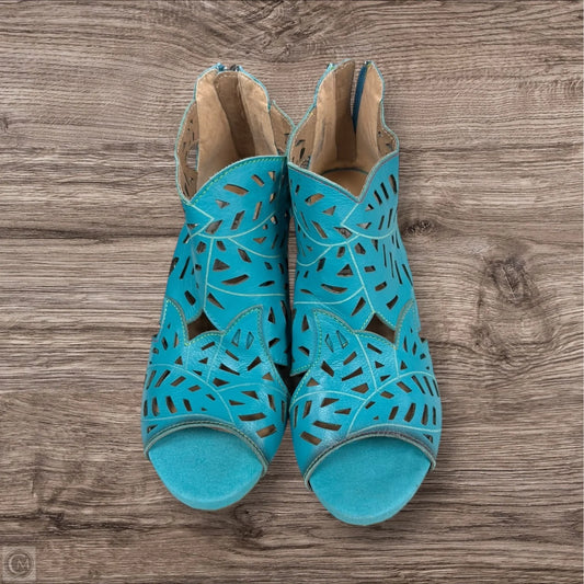 Sandals Heels Block By Spring Step In Blue, Size: 7.5