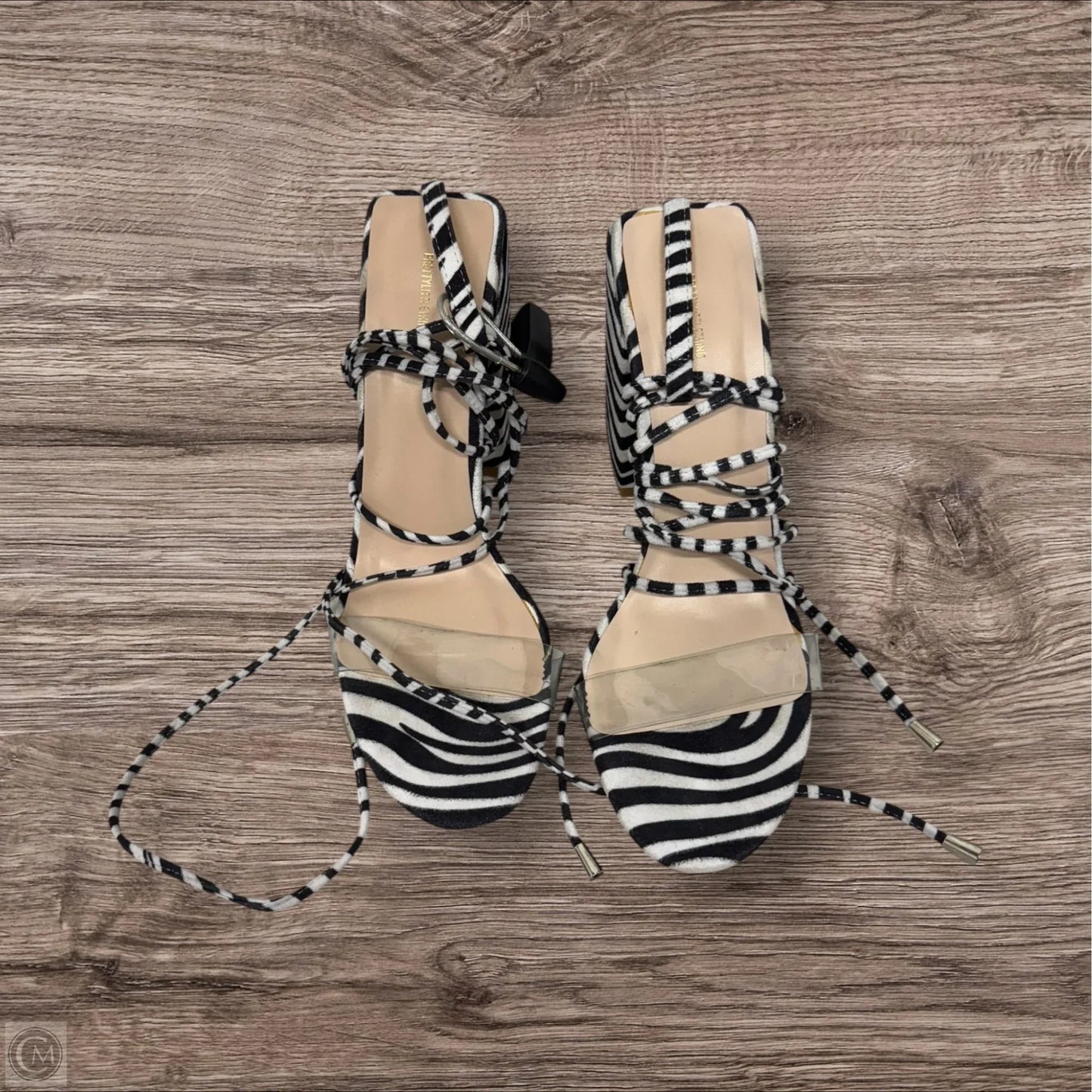 Sandals Heels Block By Pretty Little Thing In Zebra Print, Size: 6