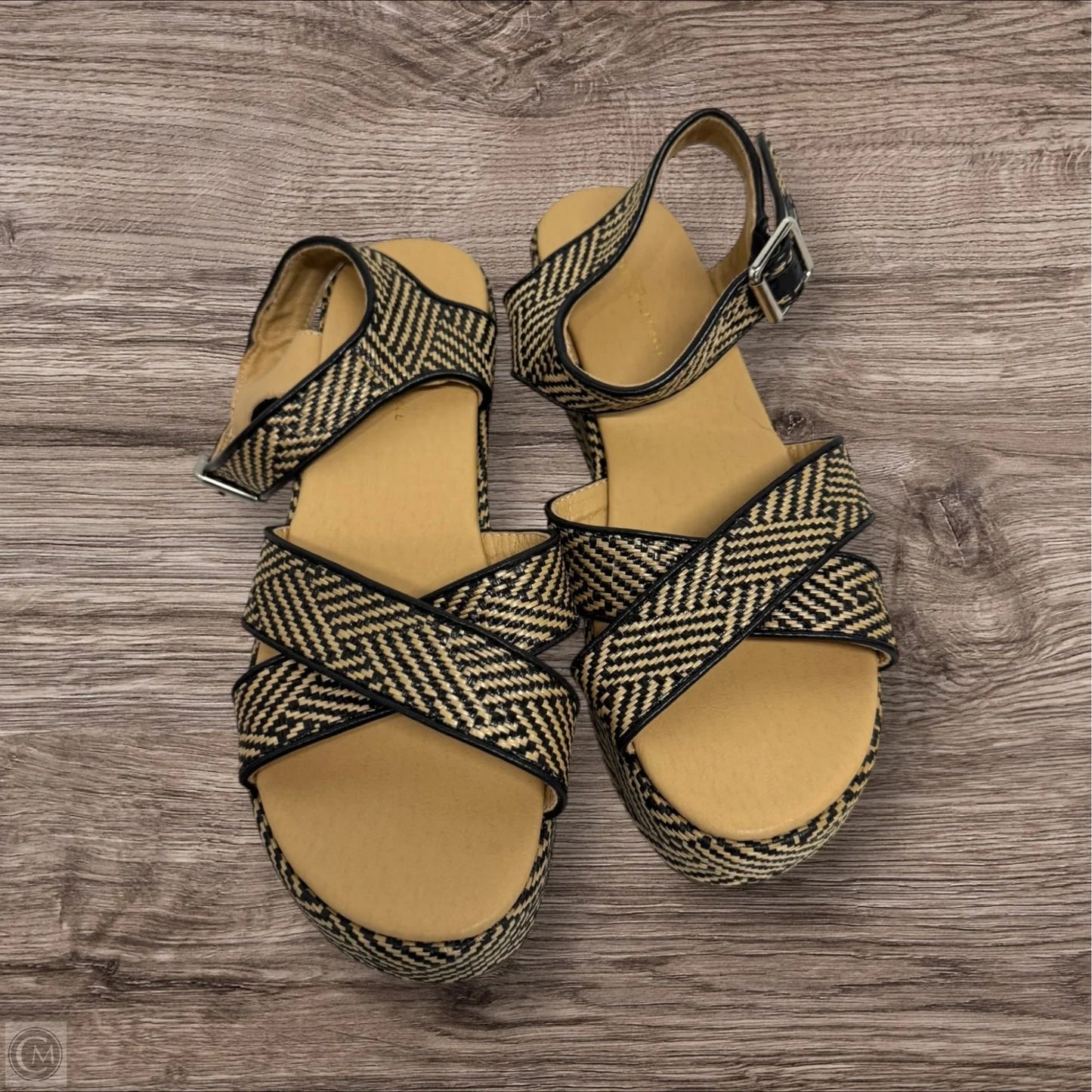 Sandals Heels Wedge By Cmc In Black & Brown, Size: 7