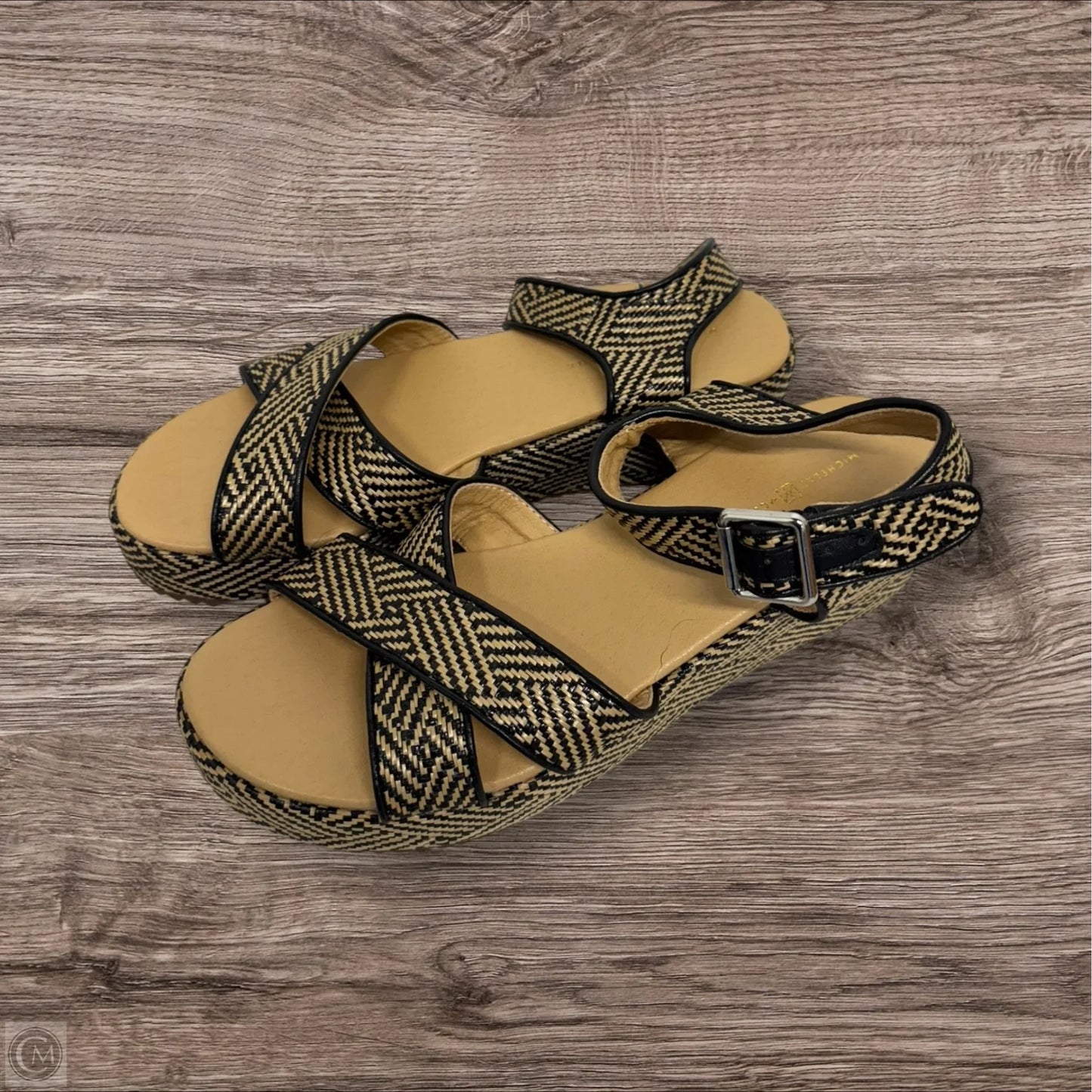 Sandals Heels Wedge By Cmc In Black & Brown, Size: 7