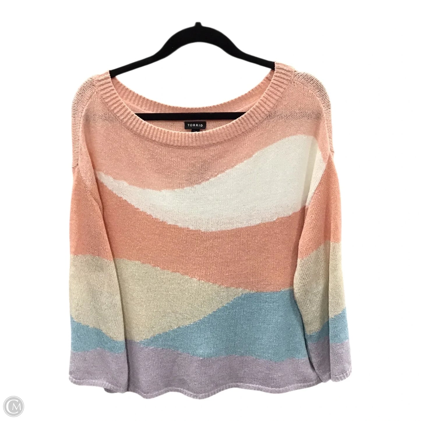 Sweater By Torrid In Pink & White, Size: L