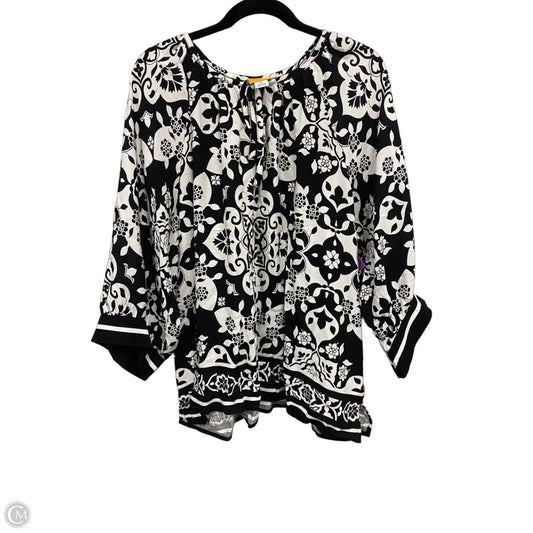 Top 3/4 Sleeve By Ruby Rd In Black & White, Size: Xl