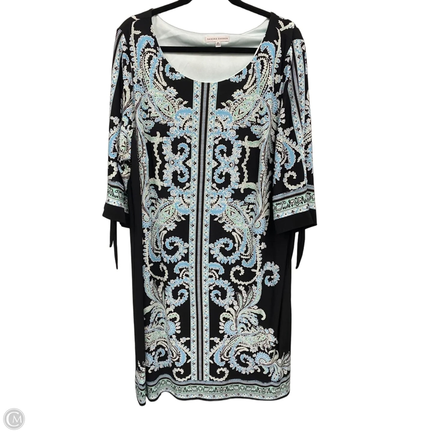 Dress Casual Short By Sandra Darren In Black & Green, Size: 2x