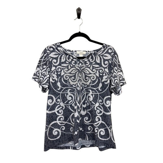 Top Short Sleeve By Cj Banks In Blue & White, Size: Xl