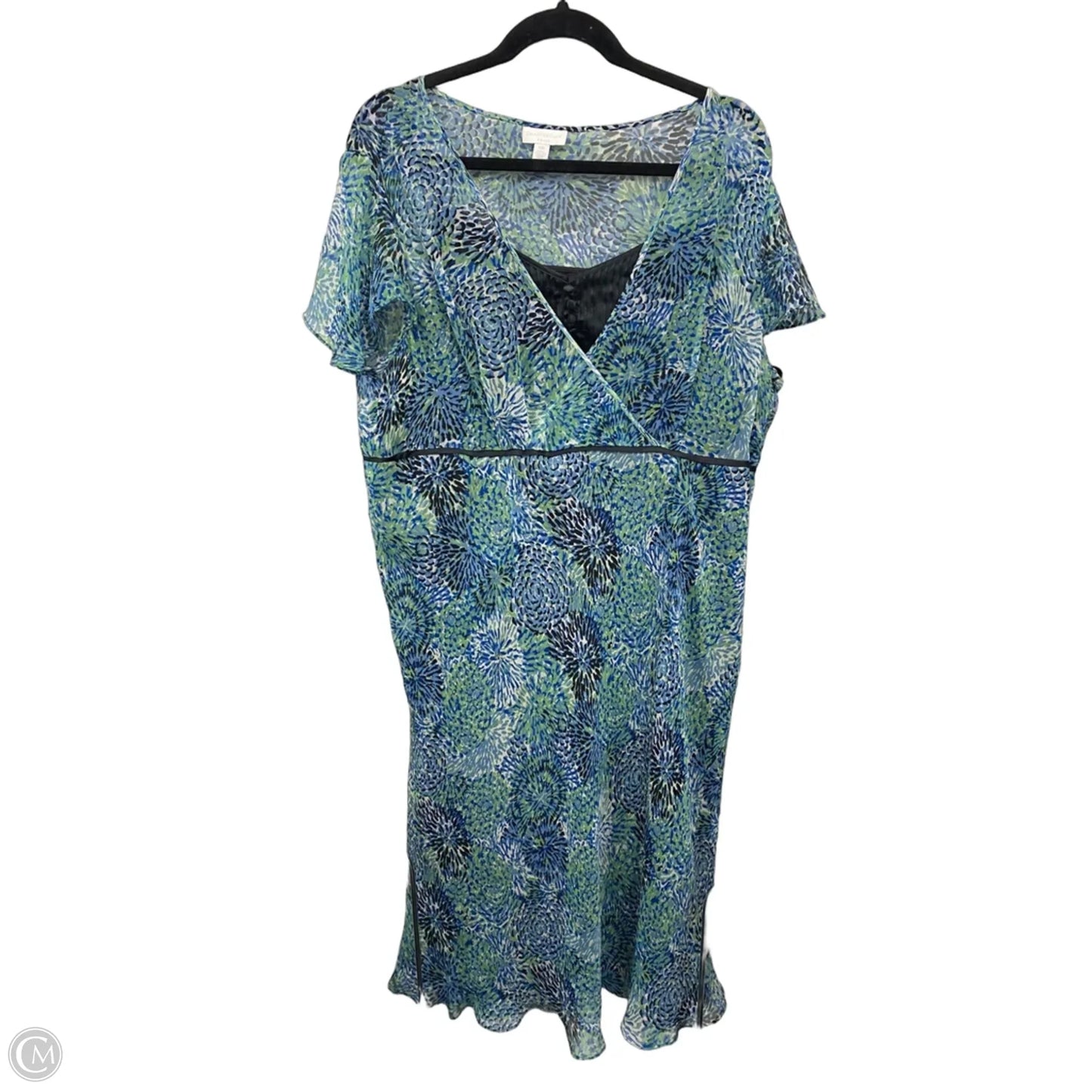 Dress Casual Midi By Charter Club In Blue & Green, Size: 18