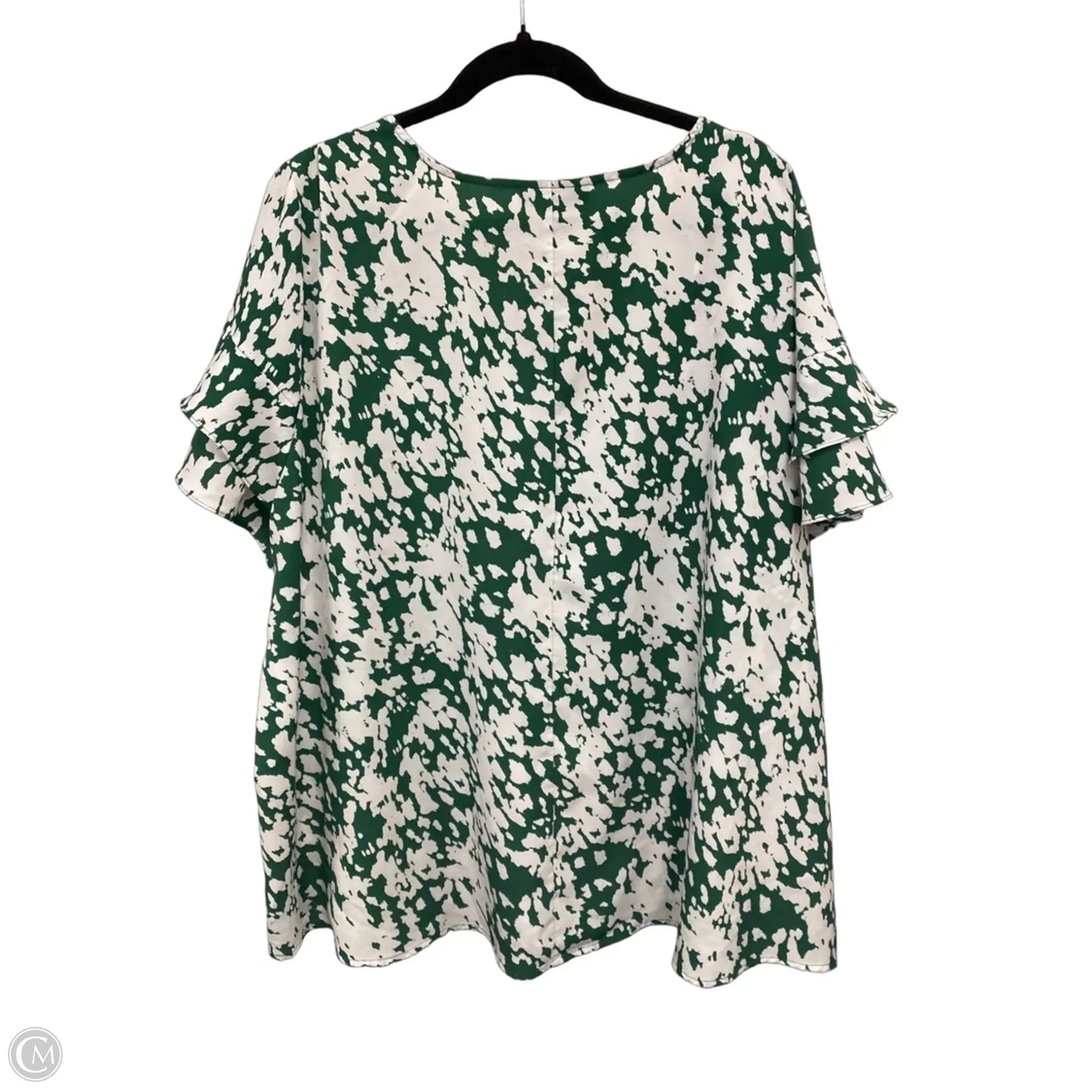 Top Short Sleeve By Lane Bryant In Green & White, Size: 4x