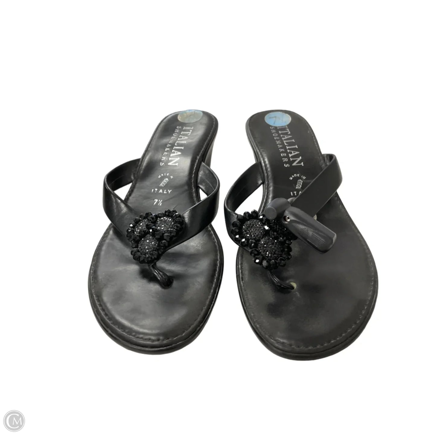 Sandals Heels Wedge By Italian Shoemakers In Black, Size: 7.5