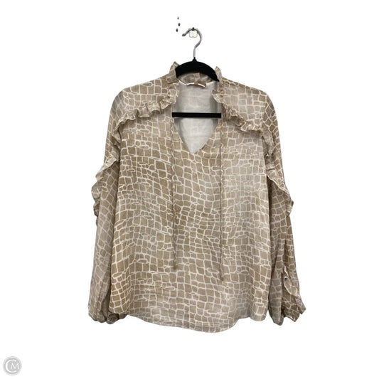 Blouse Long Sleeve By Calvin Klein In Animal Print, Size: L