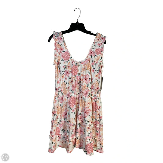 Dress Casual Short By No Boundaries In Cream & Pink, Size: Xl