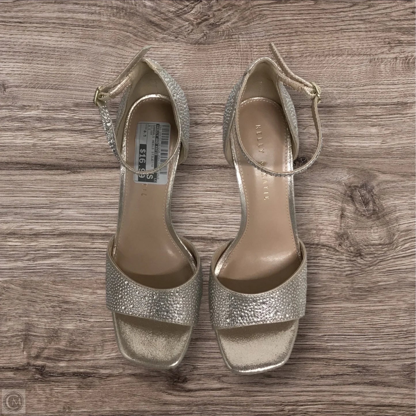 Sandals Heels Stiletto By Kelly And Katie In Silver, Size: 8.5