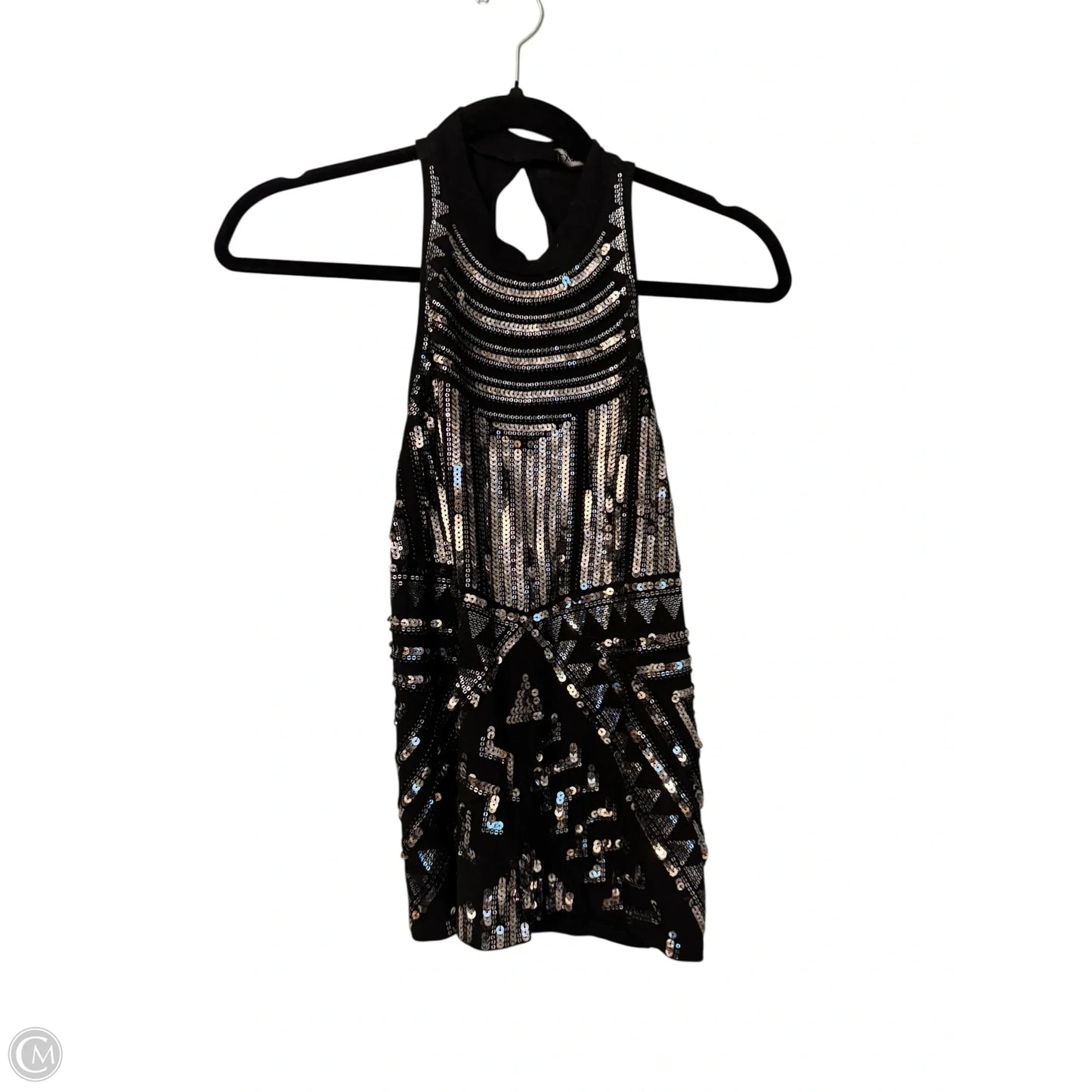 Top Sleeveless By Express In Black & Silver, Size: Xs