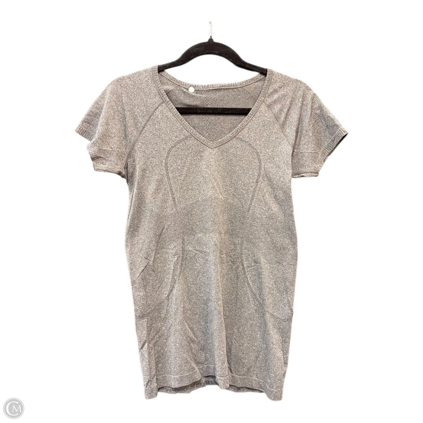 Athletic Top Short Sleeve By Lululemon In Grey, Size: 8
