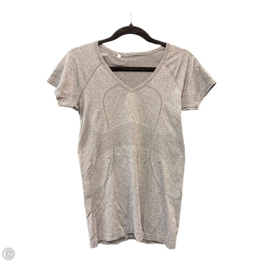 Athletic Top Short Sleeve By Lululemon In Grey, Size: 8