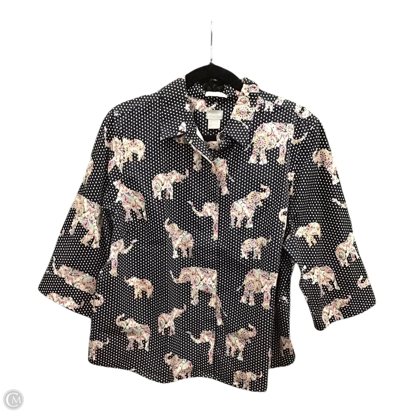 Top 3/4 Sleeve By Chicos In Polkadot Pattern, Size: Xlp