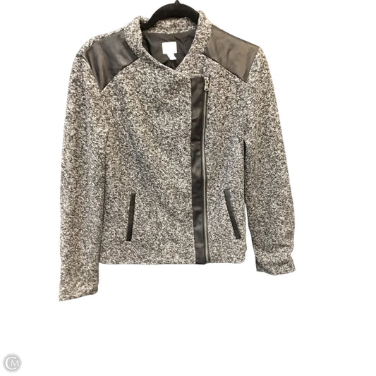 Jacket Moto By Peyton Jensen In Black & Grey, Size: M