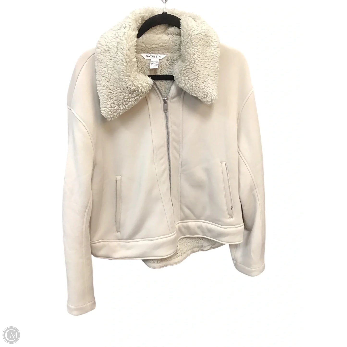 Jacket Faux Fur & Sherpa By Athleta In Beige, Size: M