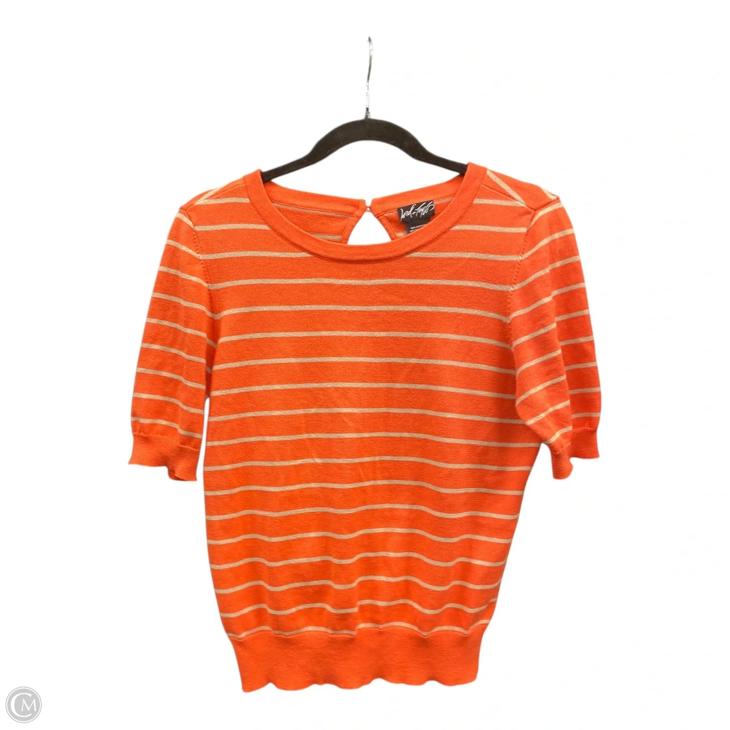Sweater Short Sleeve By Lord And Taylor In Orange & Tan, Size: L