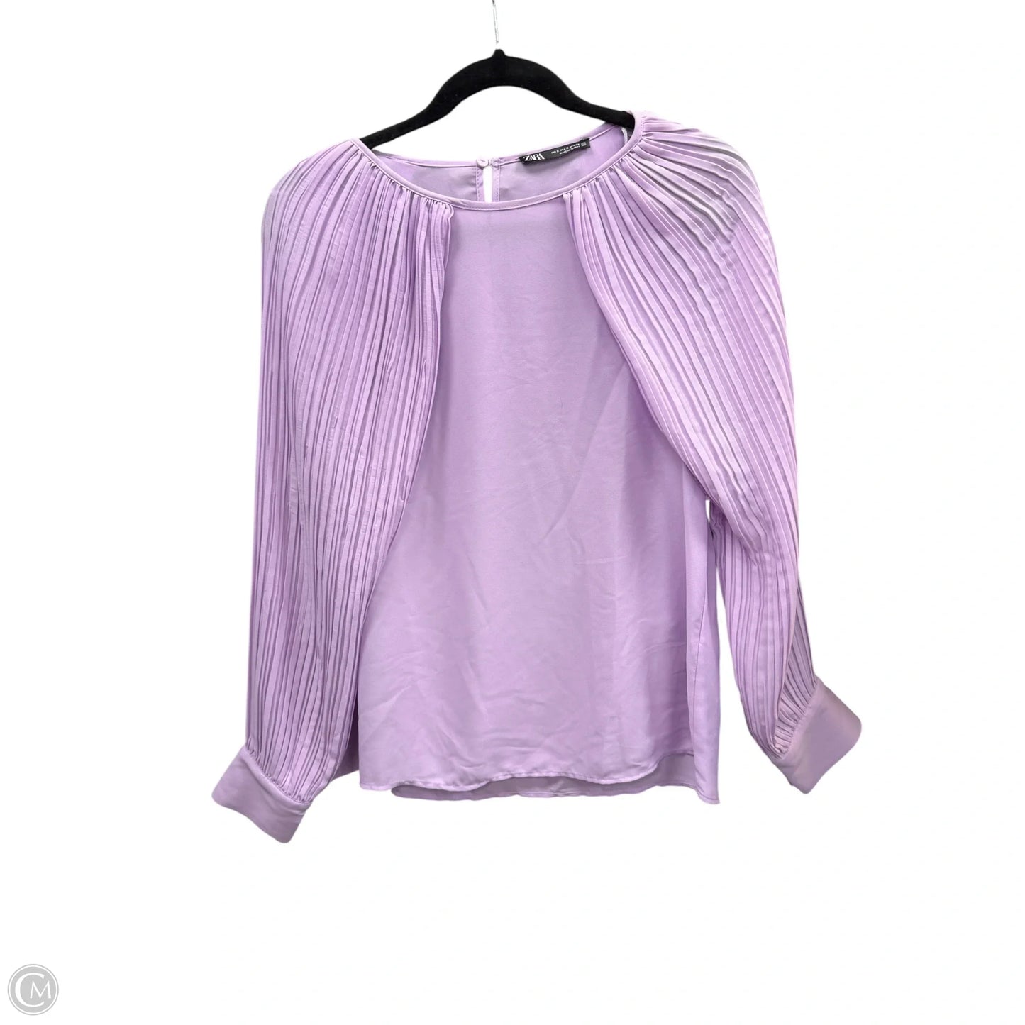 Blouse Long Sleeve By Zara In Purple, Size: S