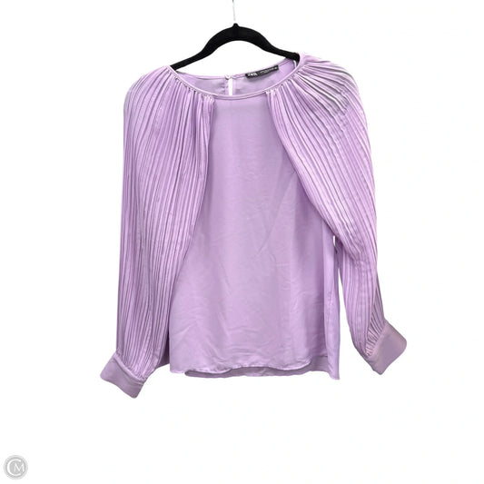 Blouse Long Sleeve By Zara In Purple, Size: S