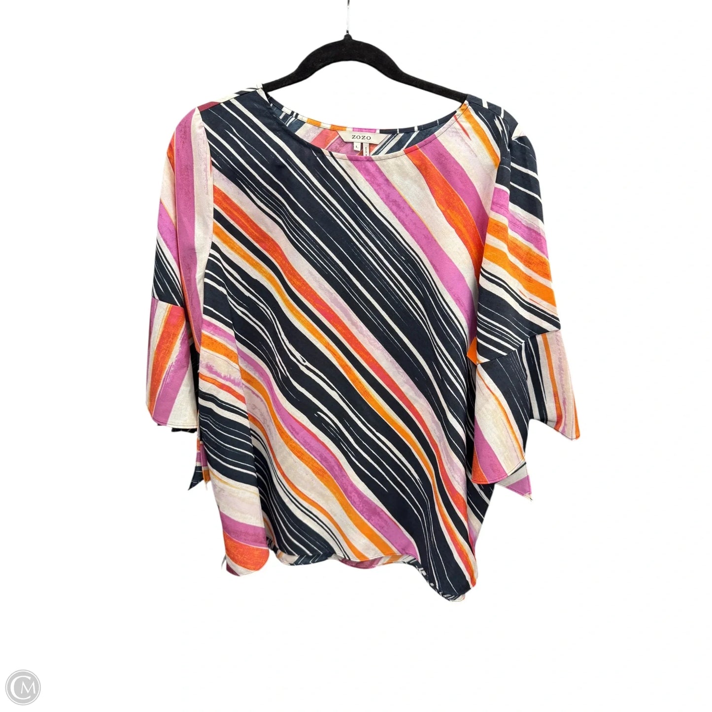 Blouse 3/4 Sleeve By Zozo In Orange & Pink, Size: L