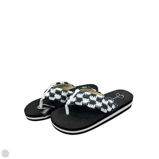 Sandals Flip Flops By Jessica Simpson In Black & White, Size: 7