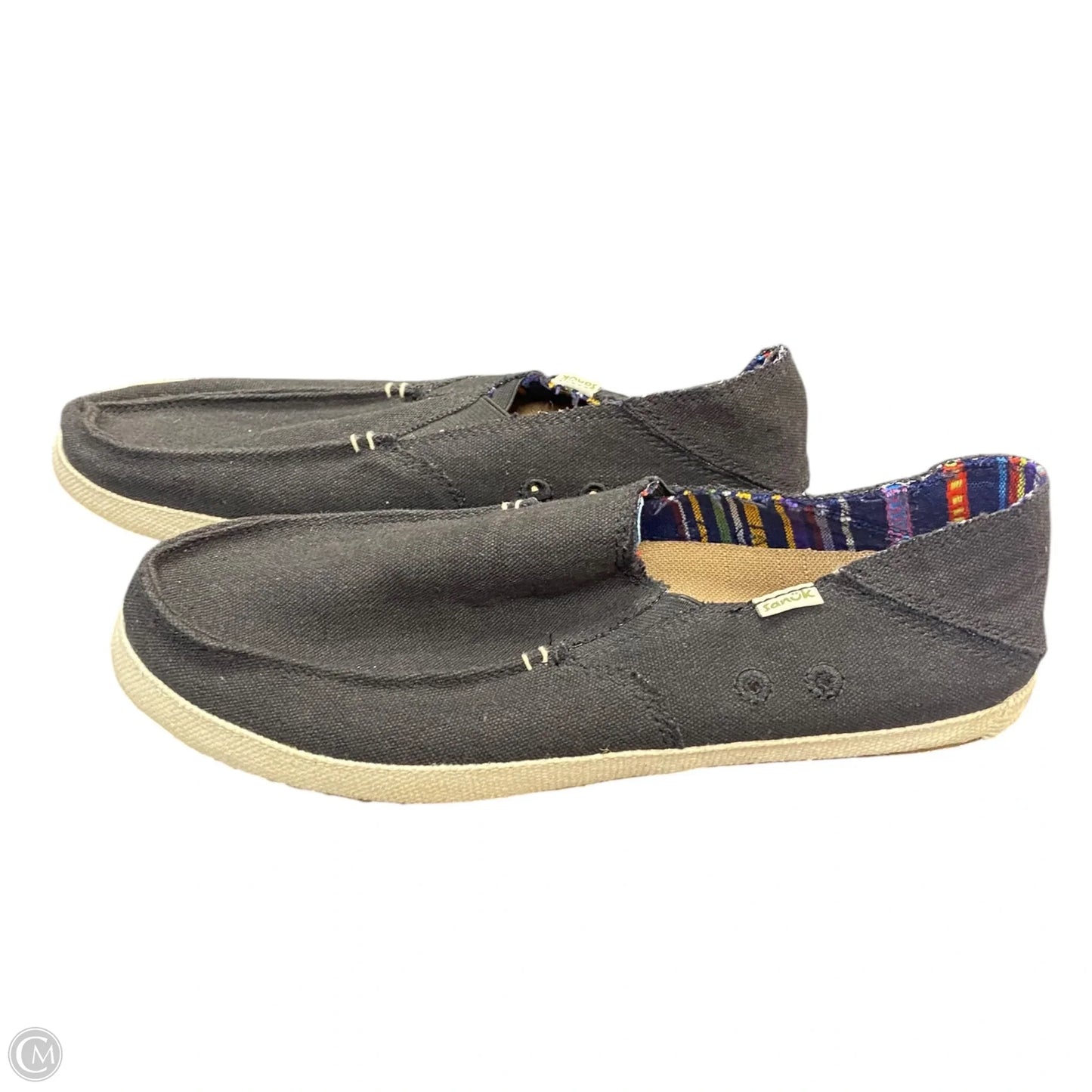 Shoes Flats By Sanuk In Black & Tan, Size: 9.5