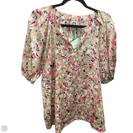 Blouse Short Sleeve By Anne Klein In Multi-colored, Size: L