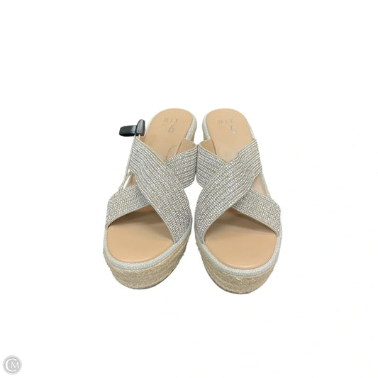 Sandals Heels Wedge By Mix No 6 In Silver, Size: 10
