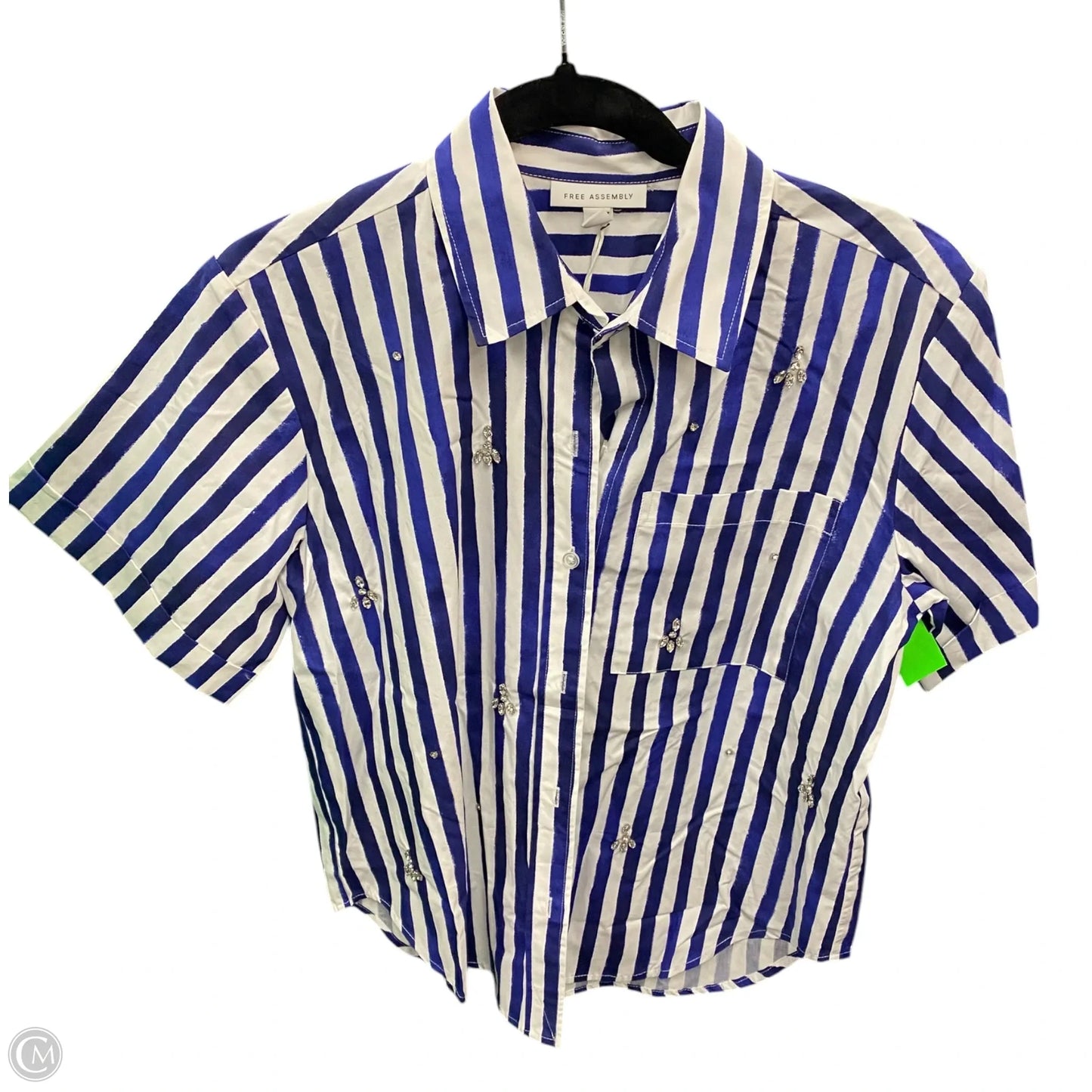 Top Short Sleeve By Free Assembly In Striped Pattern, Size: S