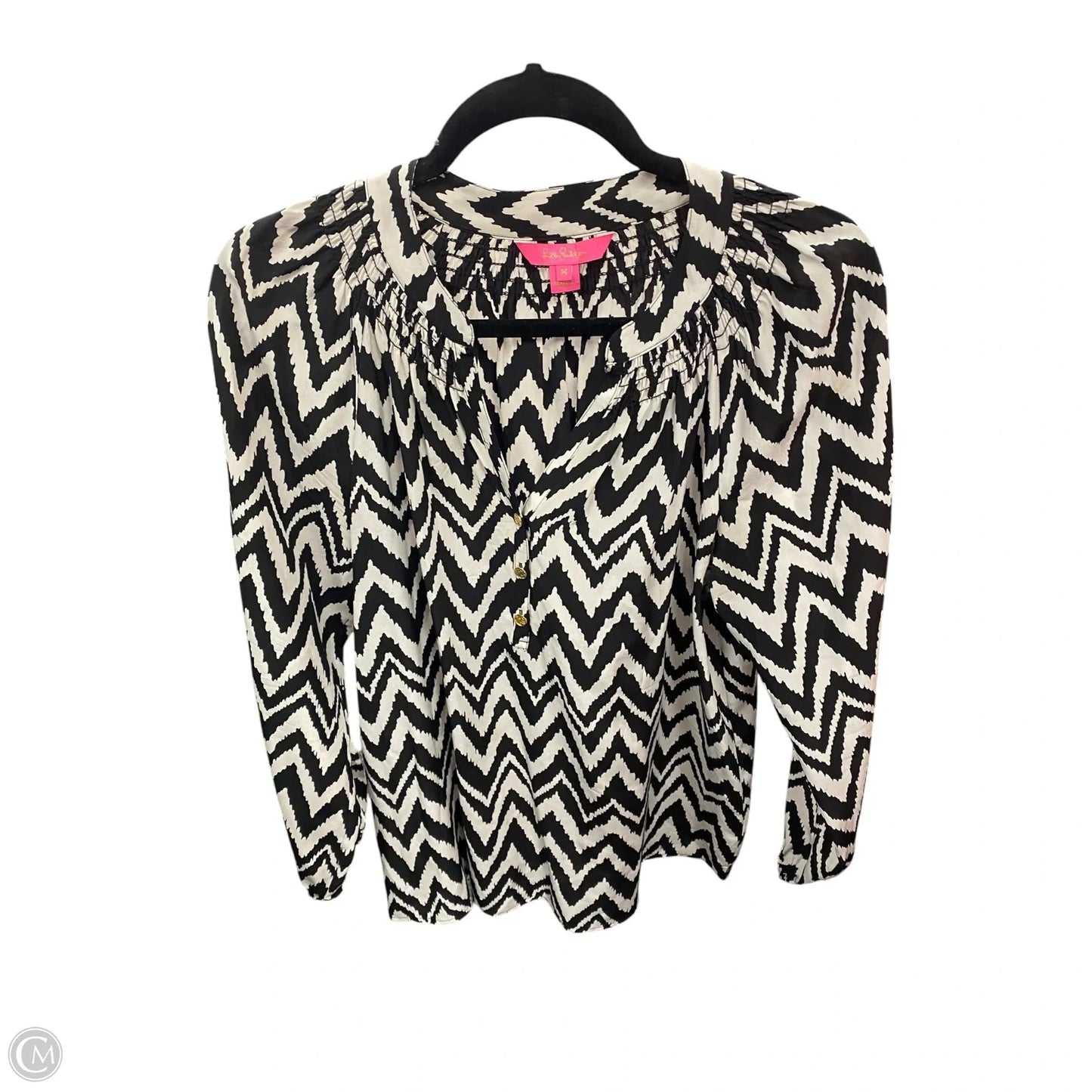Blouse Designer By Lilly Pulitzer In Black & White, Size: M
