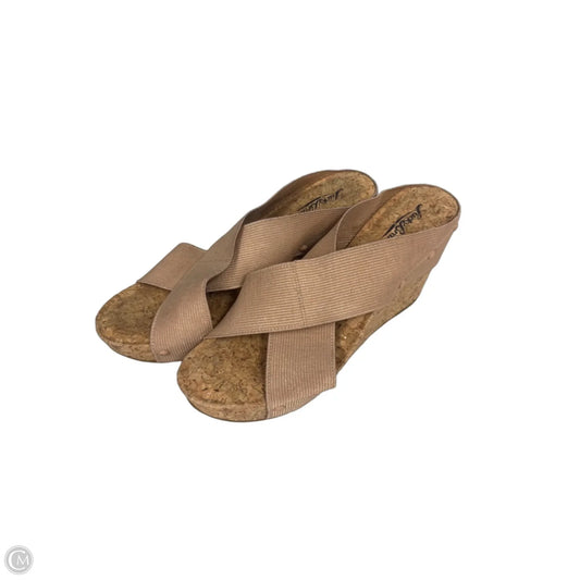 Sandals Heels Wedge By Lucky Brand In Tan, Size: 9.5