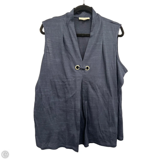 Top Sleeveless By Clothes Mentor In Navy, Size: 2x