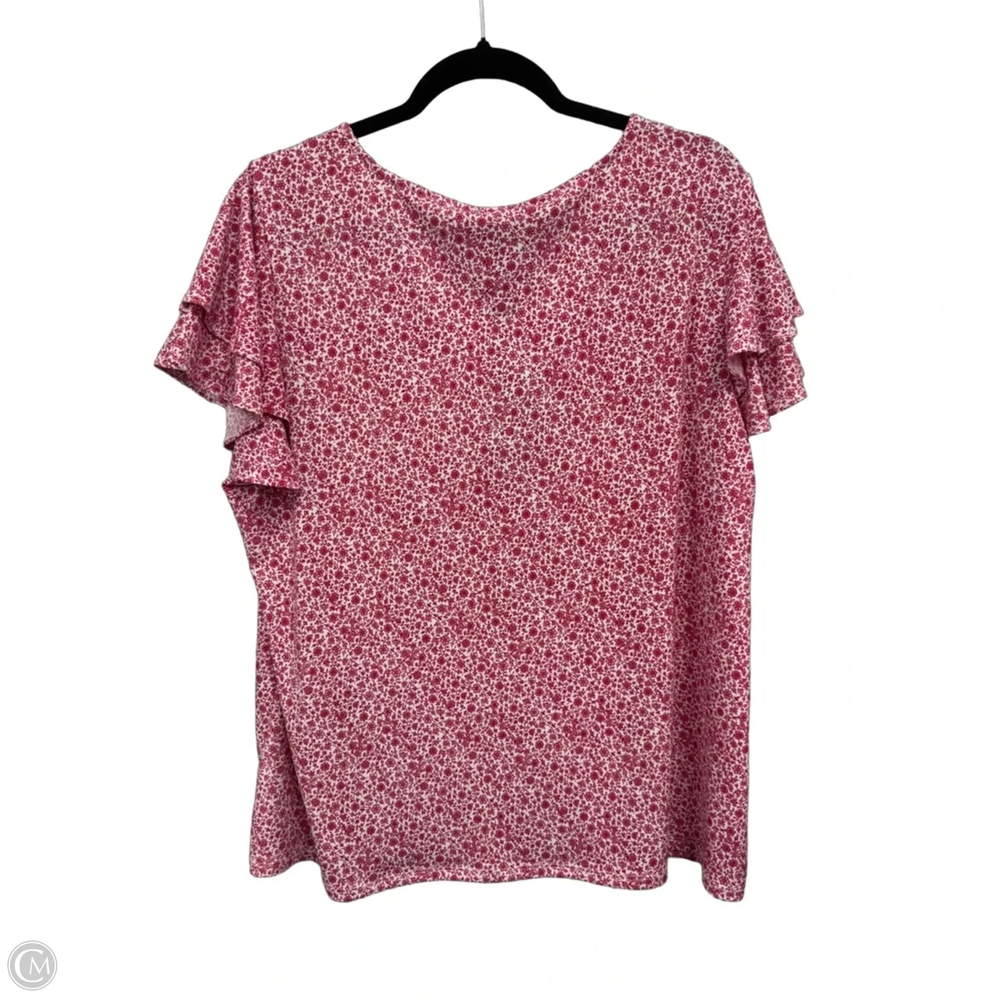 Top Short Sleeve By Adrianna Papell In Red & White, Size: 1x