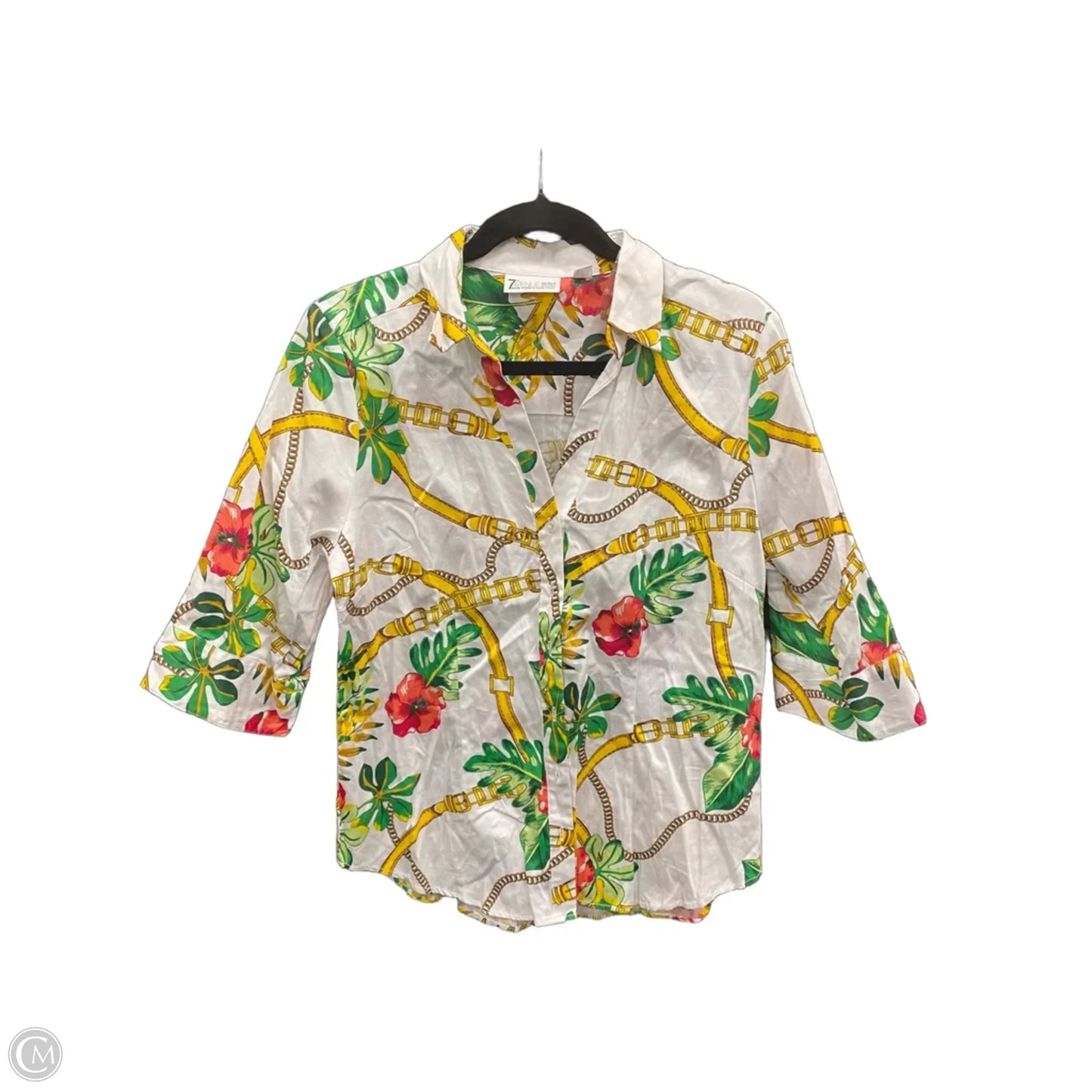 Top 3/4 Sleeve By New York And Co In Floral Print, Size: M
