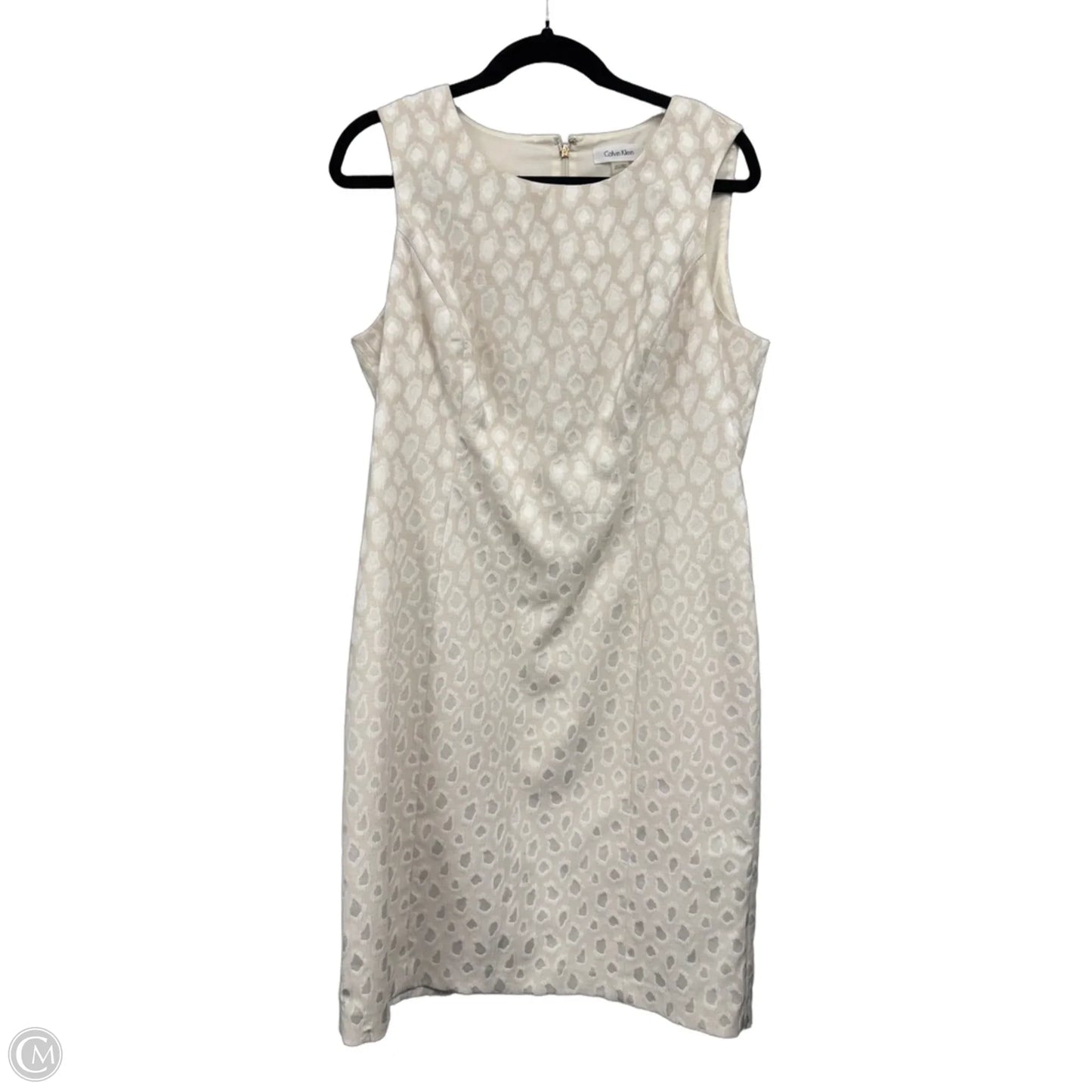 Dress Casual Midi By Calvin Klein In Cream & Tan, Size: 14