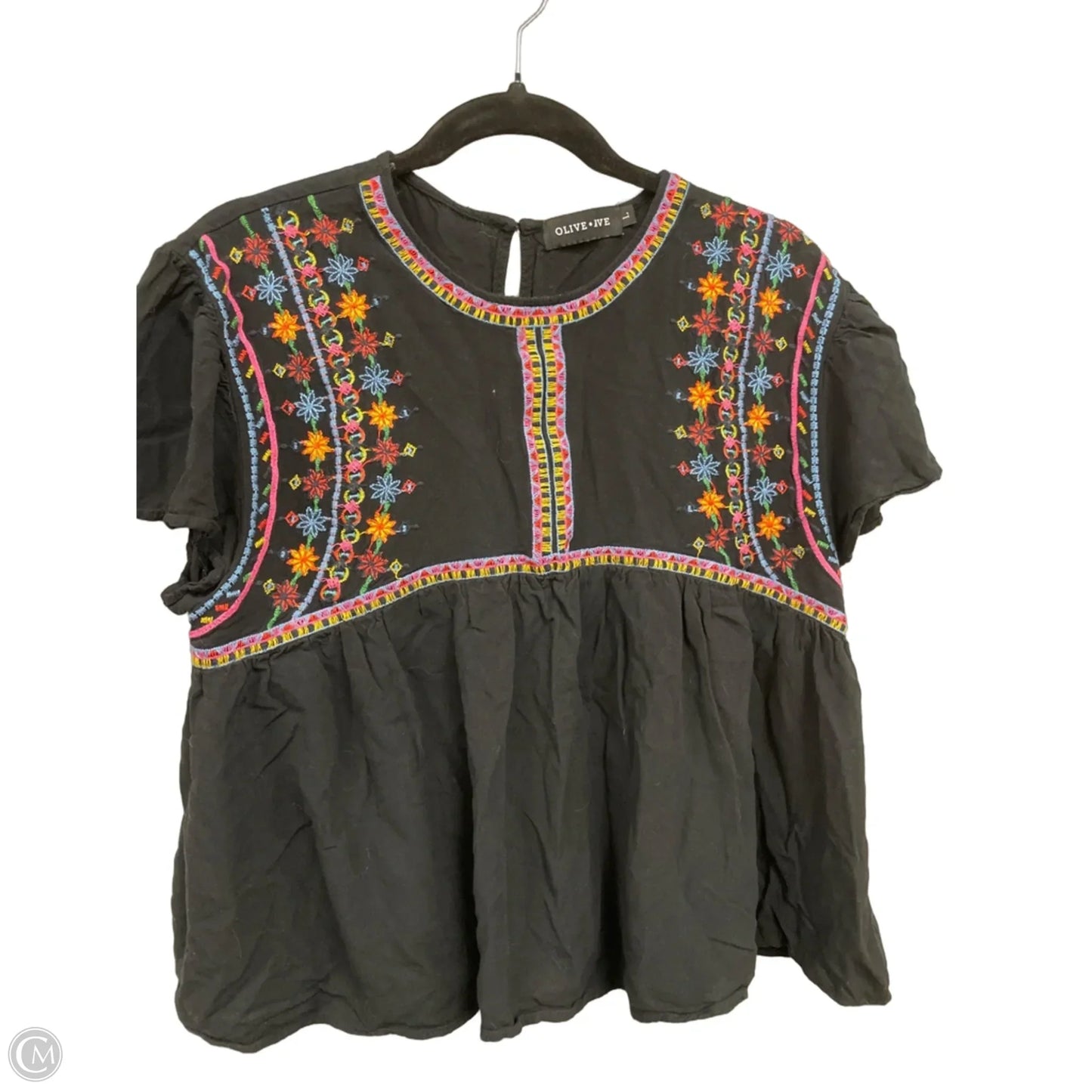 Top Short Sleeve By Clothes Mentor In Floral Print, Size: L