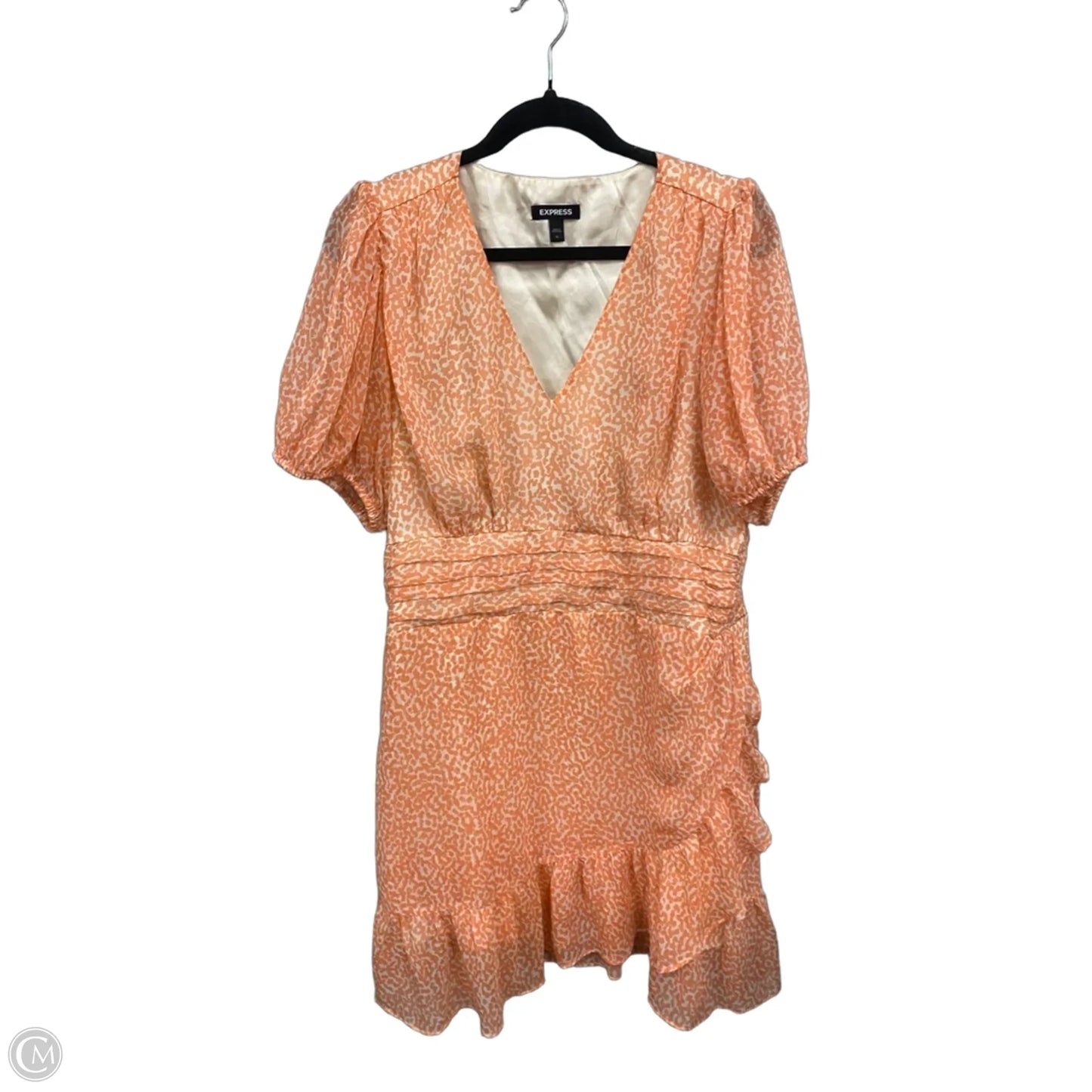 Dress Casual Short By Express In Cream & Orange, Size: Xl