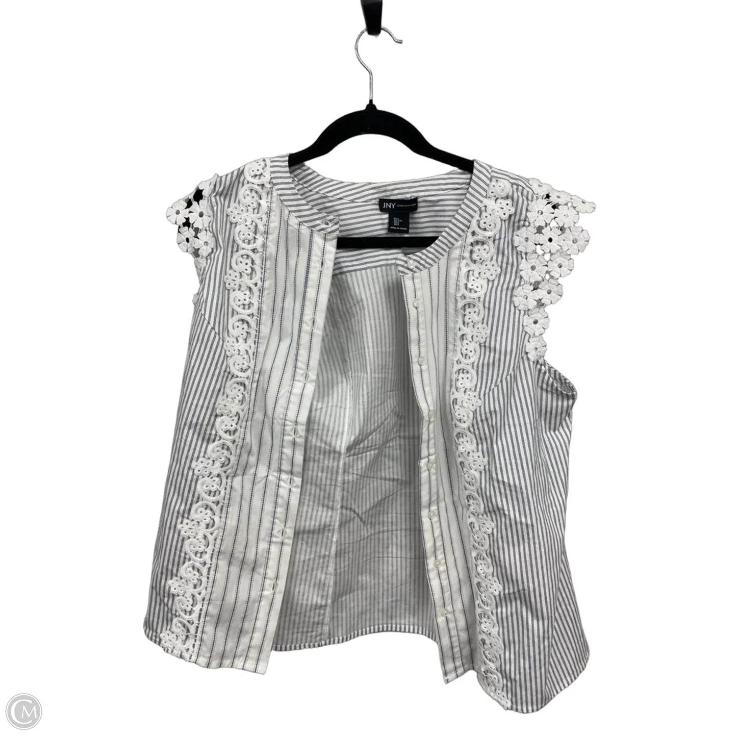 Top Short Sleeve By Jones New York In Striped Pattern, Size: L